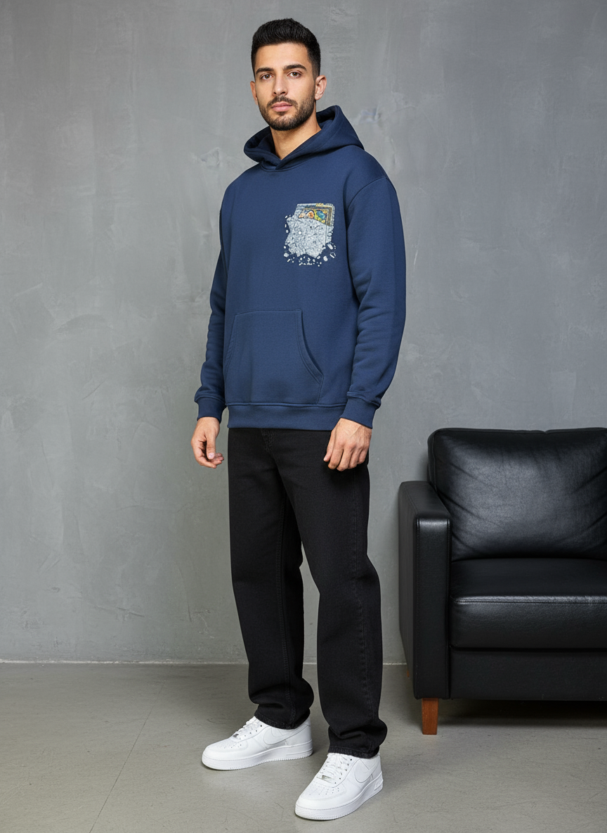 HOODIE SAW OVERSIZE BLUE 4997