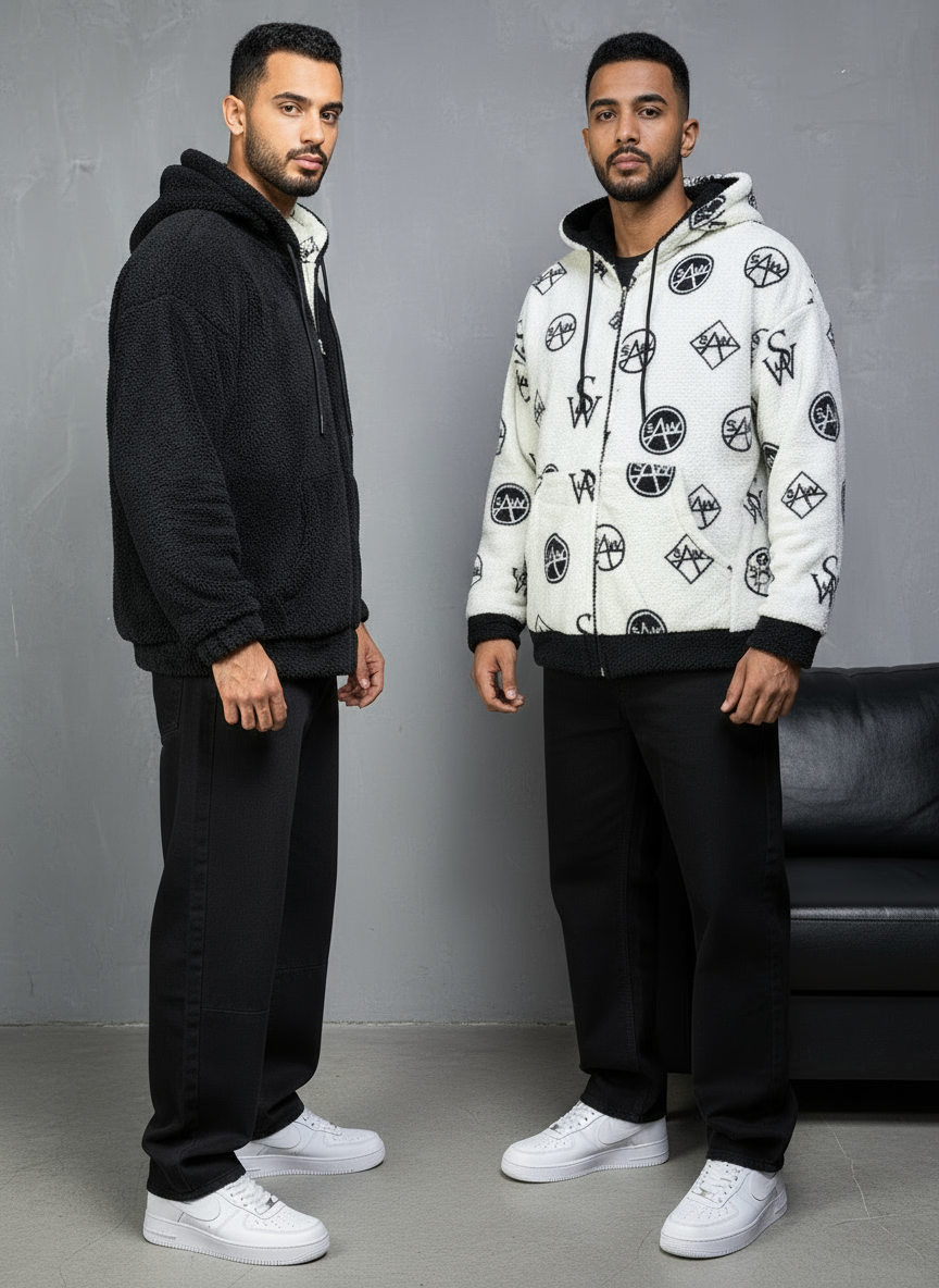 JACKET DOUBLE FAC OVER BLACK/WHITE 4950