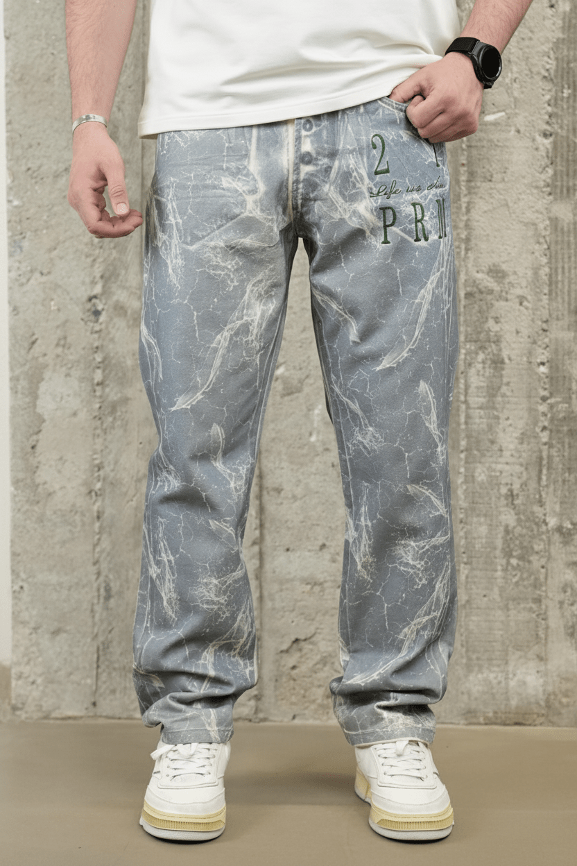 JEANS BAGGY EFFET MARBRE B7396 - ZG PREMIUM