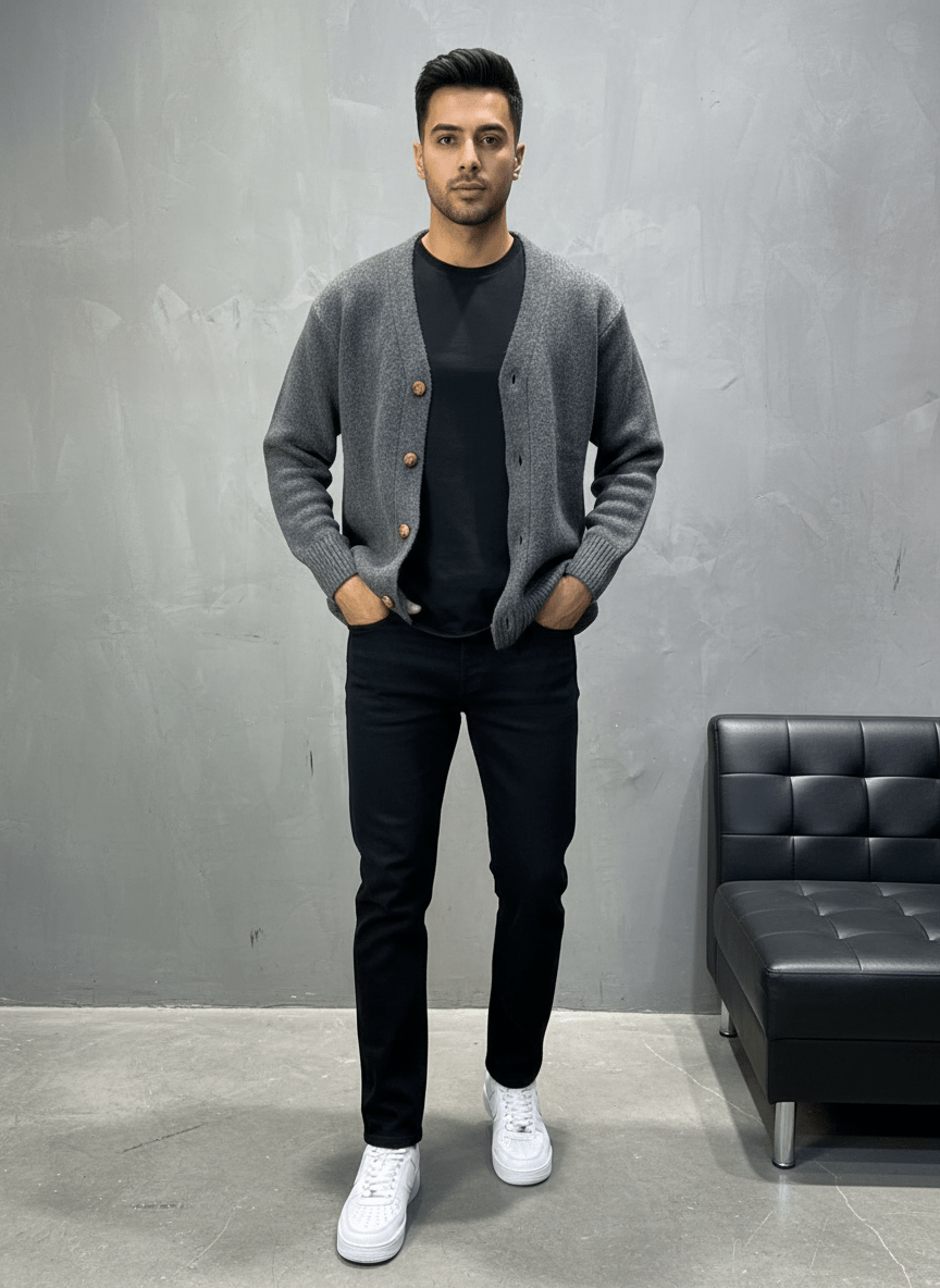 CARDIAN GRIS EN TRICOT 2606 - ZG PREMIUM
