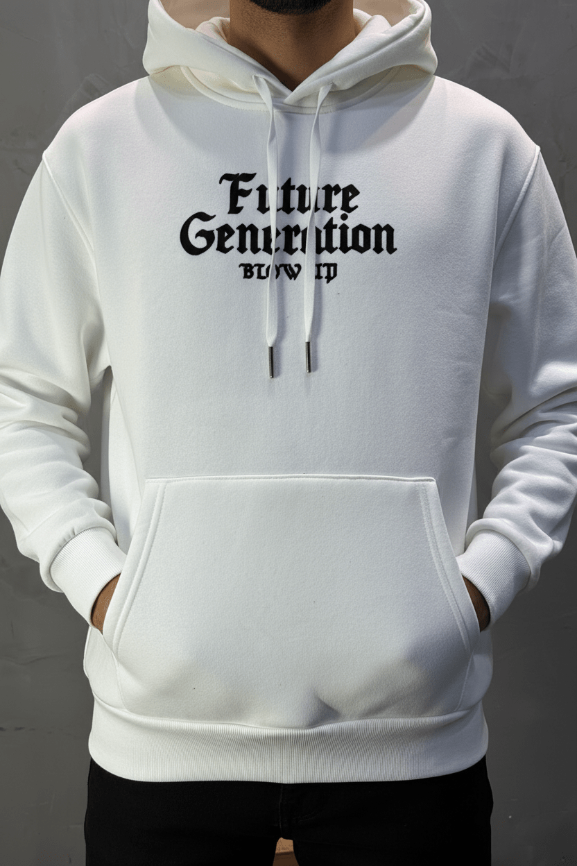 Hoodie régular size Blanc "Cadre Baroque" - ZG PREMIUM