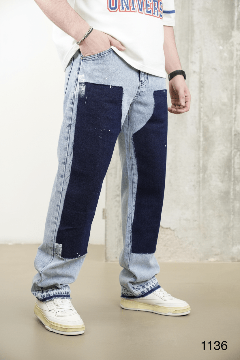 Jeans Large Bicolore Bleu Clair et Marine C1136 - ZG PREMIUM