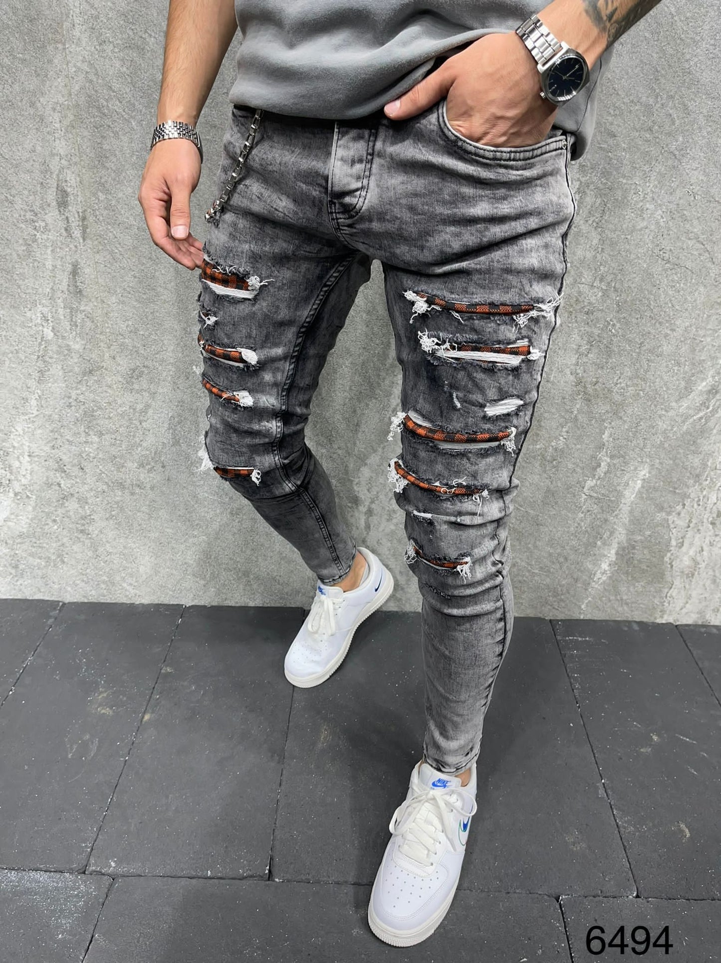 JEANS Déchiré GREY B6494