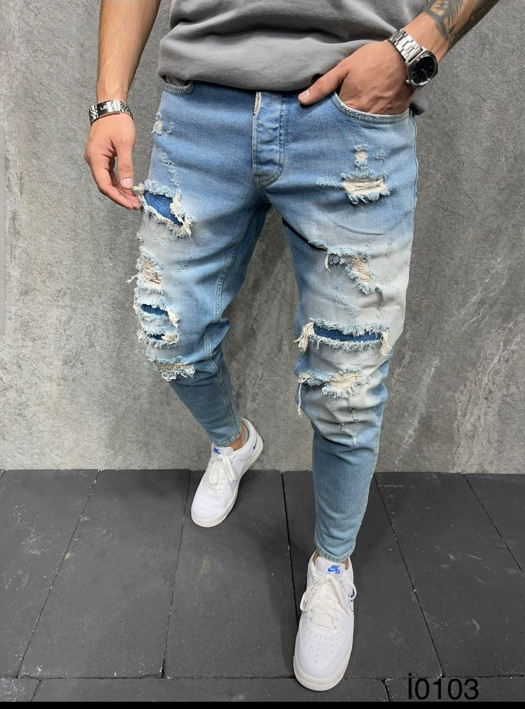 JEANS BLUE Déchiré i0103