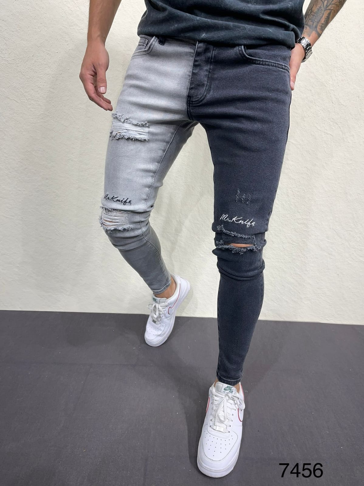JEANS GRIS NOIR 7176