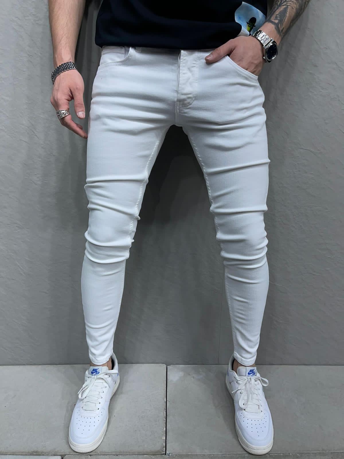 JEANS WHITE SIMPLE B7038