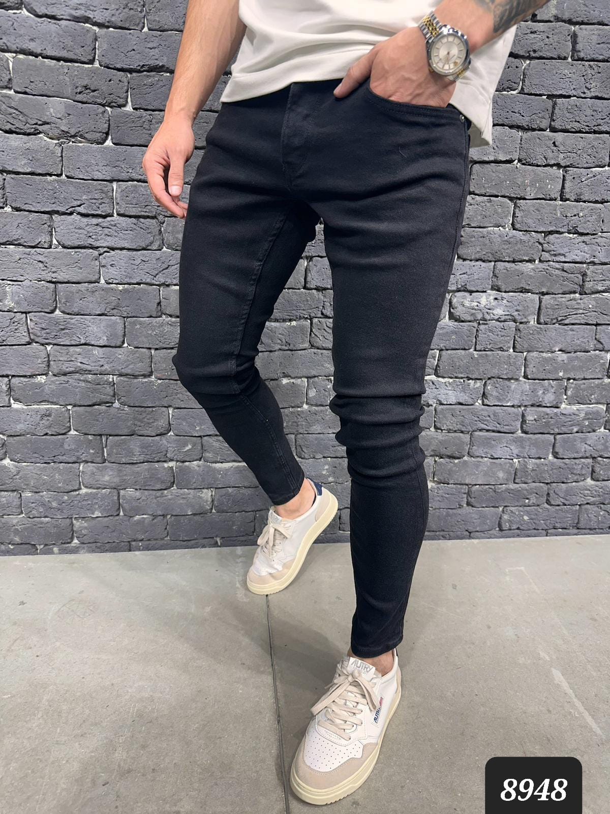 JEANS BLACK SLIM B8948