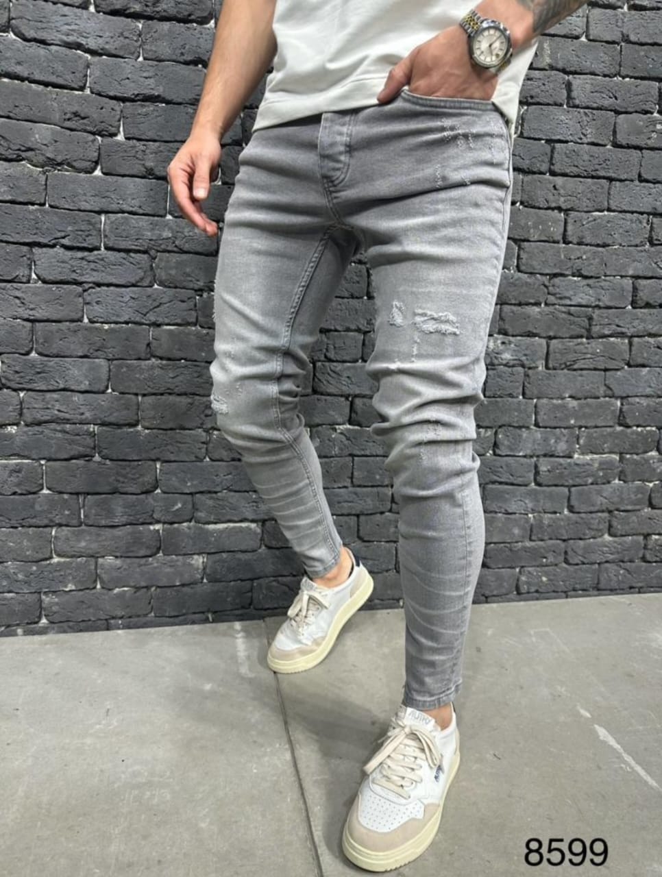 JEANS GREY SLIM B8599