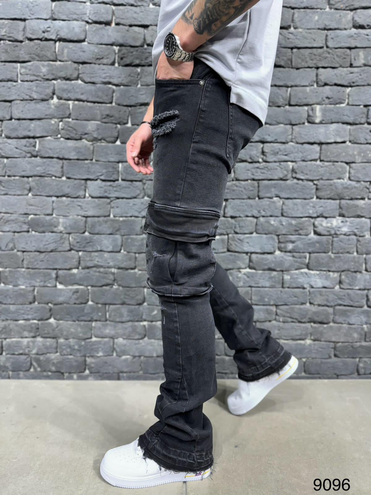 JEANS BAGGY CARGO BLACK B9096