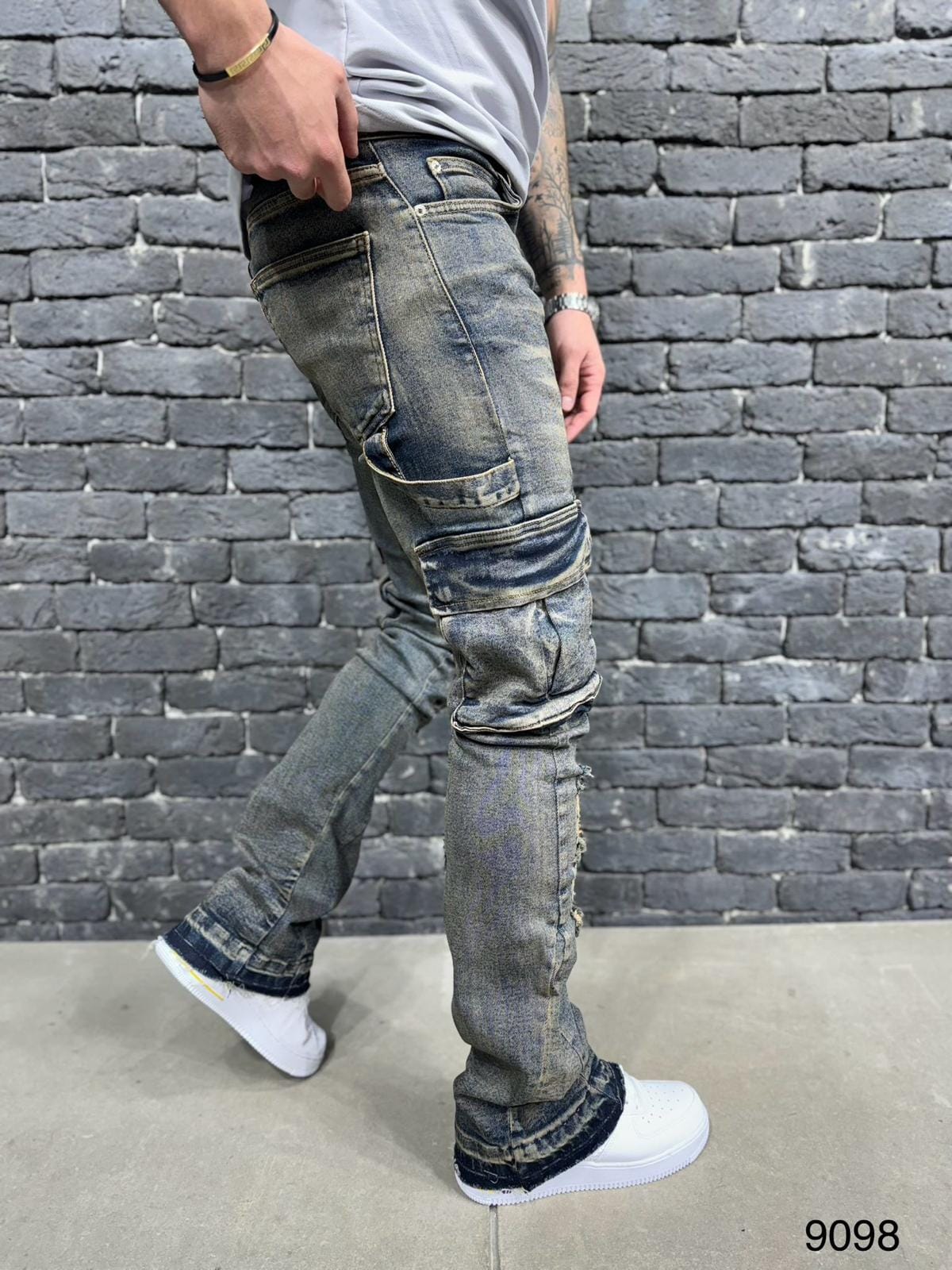 JEANS BAGGY CARGO MINT B9098