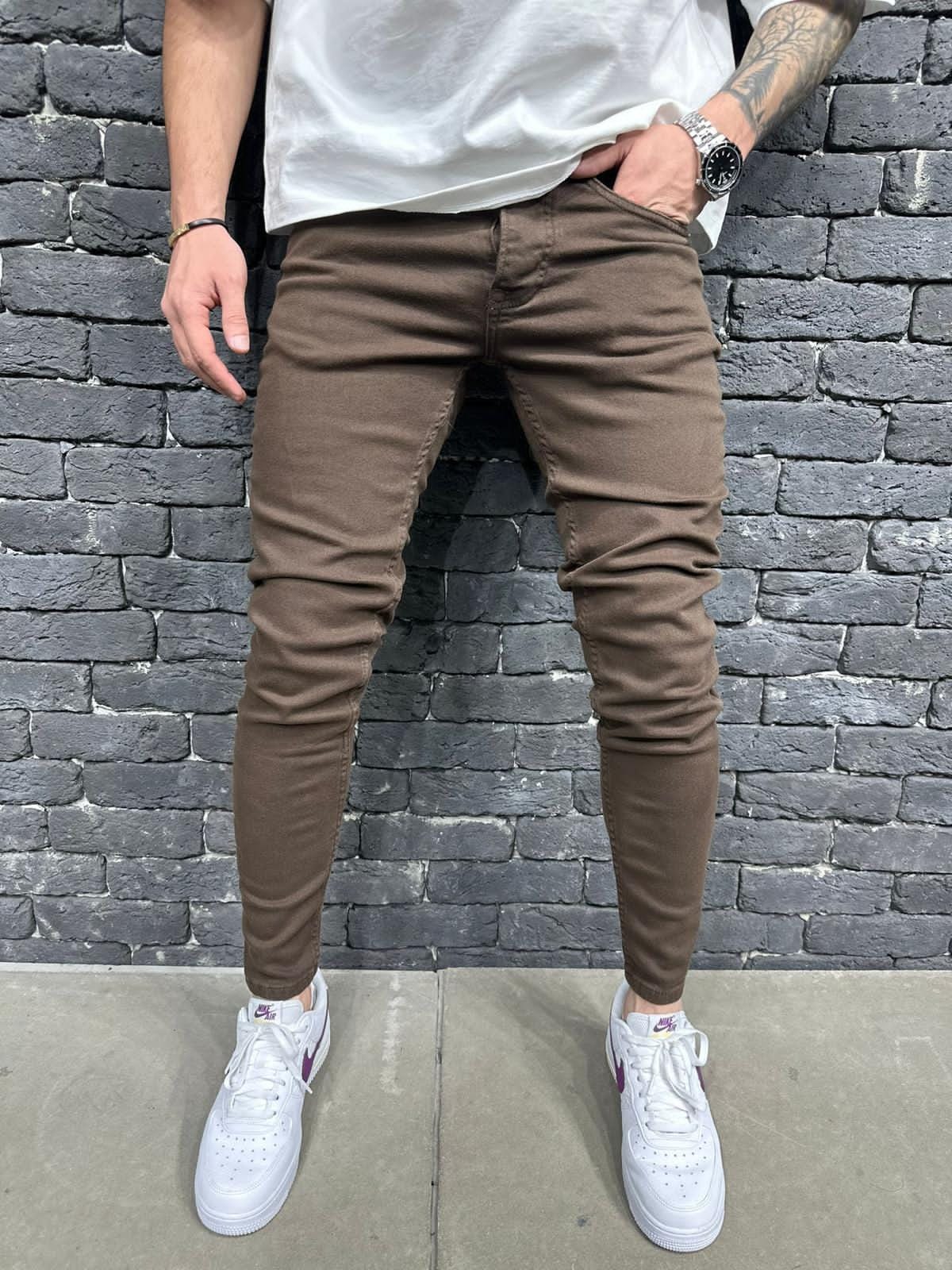 JEANS SLIM BROWN B9110