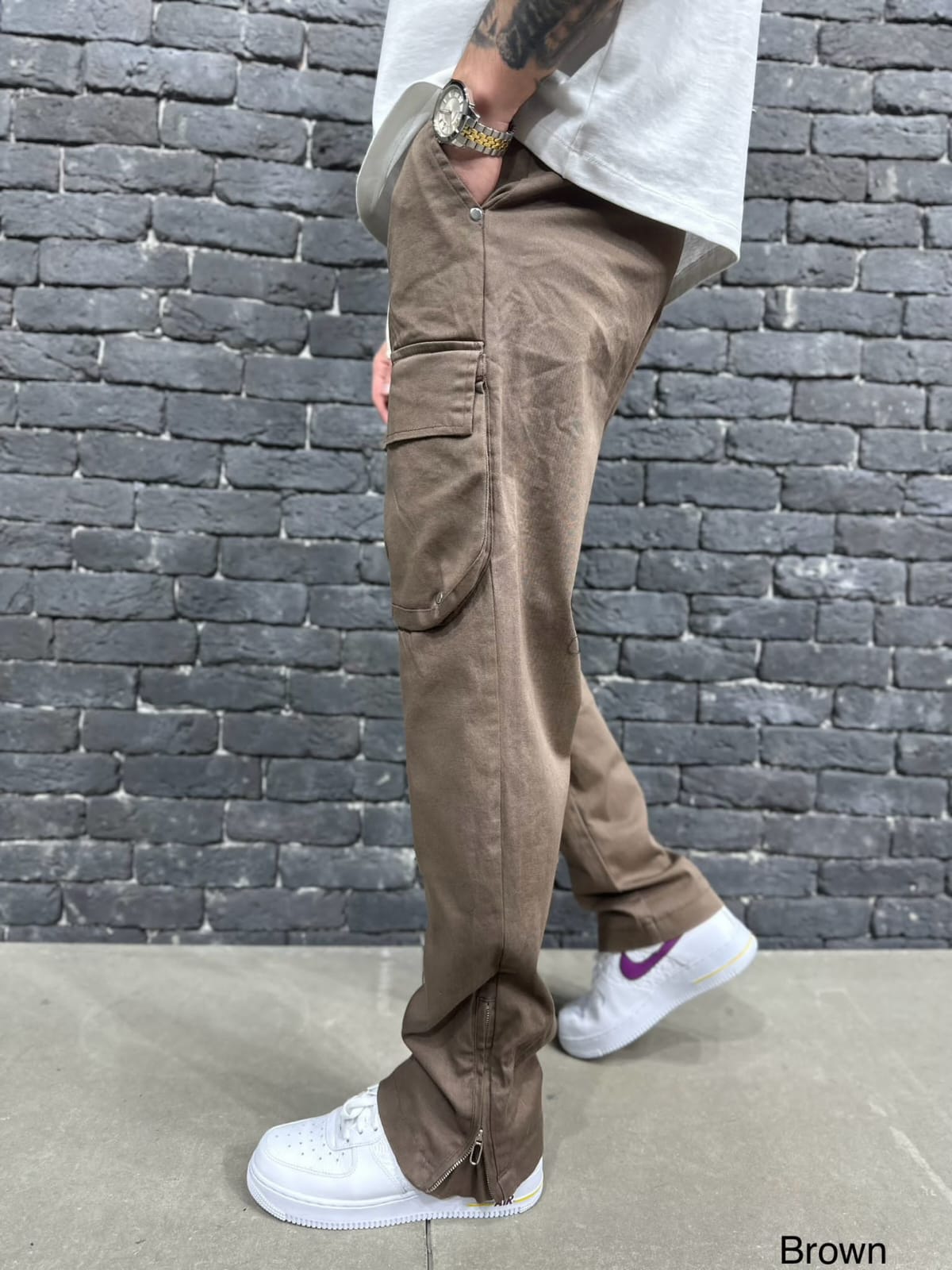 JEANS CARGO BROWN RS007