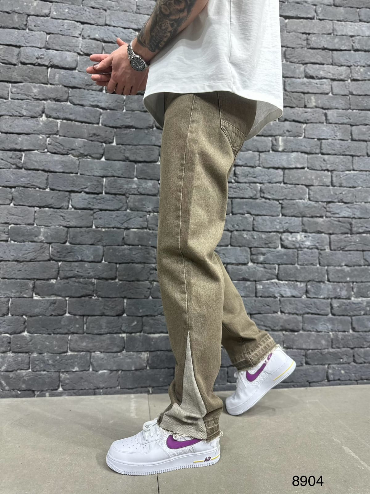 Jean Baggy Kaki Greige — B8904