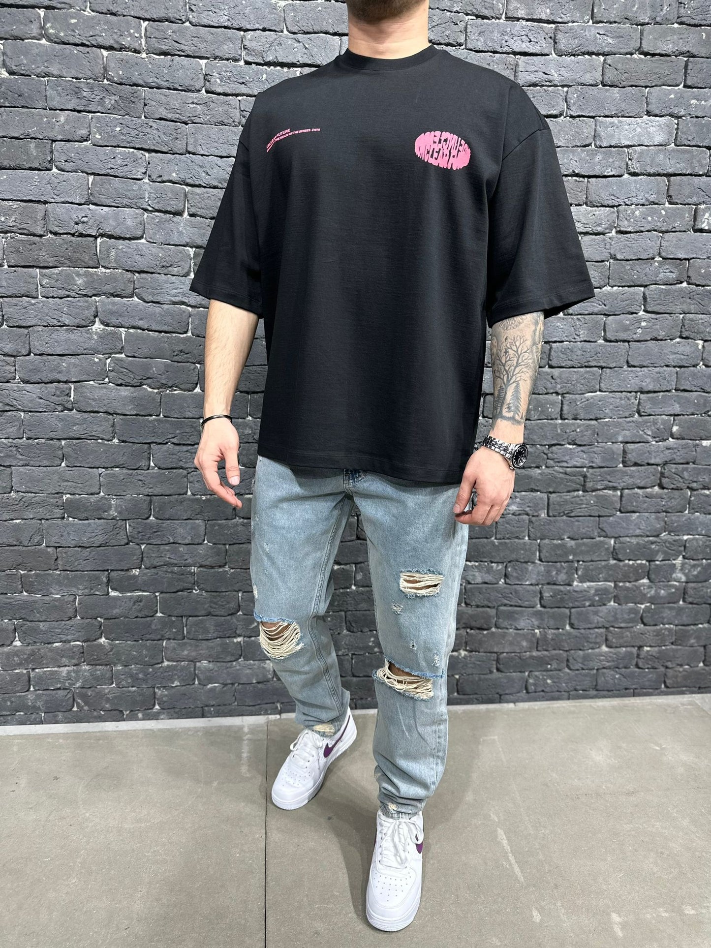 T-SHIRT OVERSIZE BLACK AJ6404