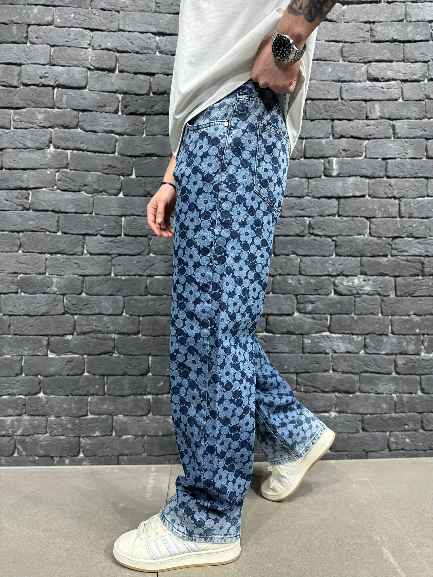 Jeans Baggy Imprimé Floral All-Over — ES3105