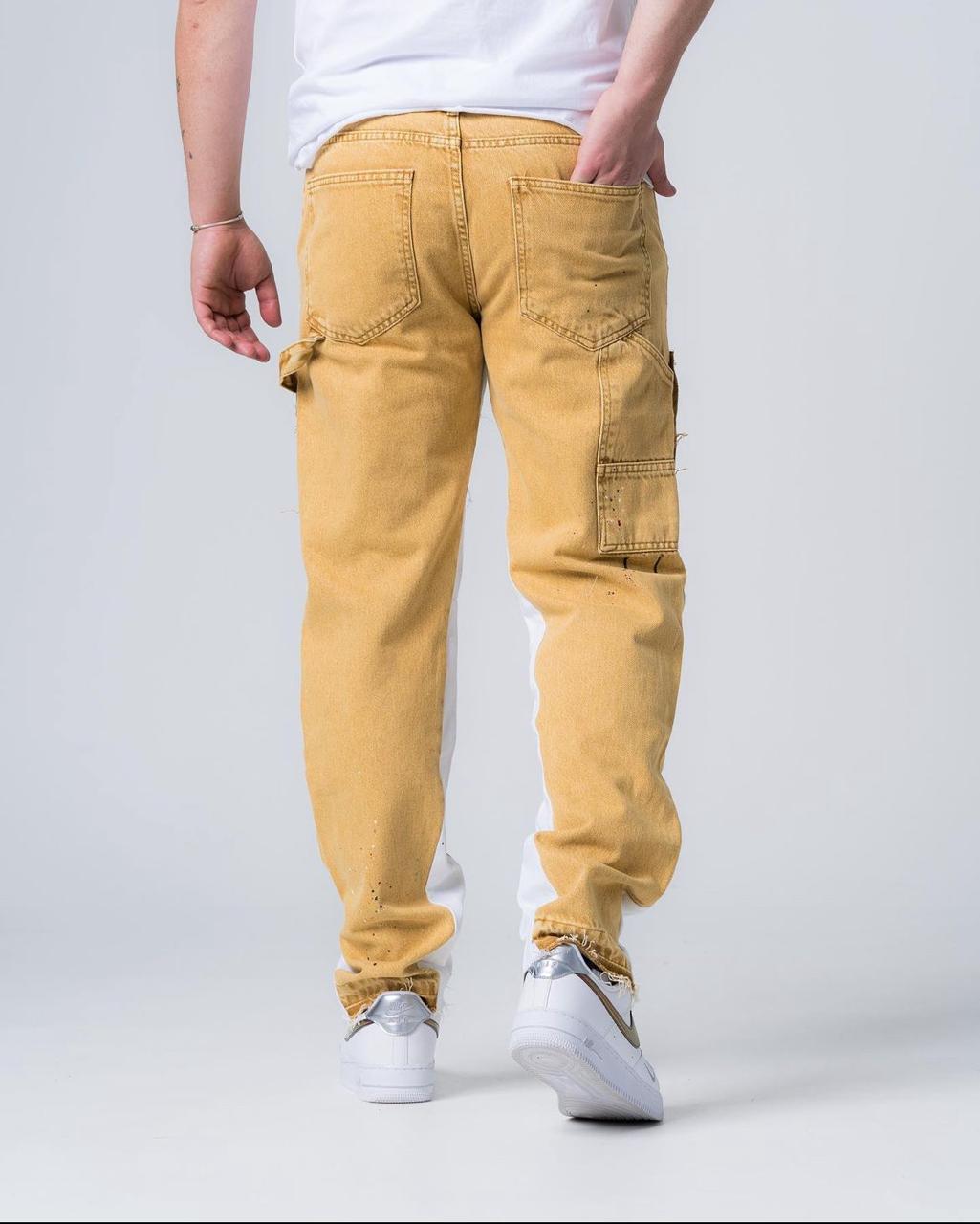 Jean Baggy Bicolore Caramel — Paint Splatter B9151