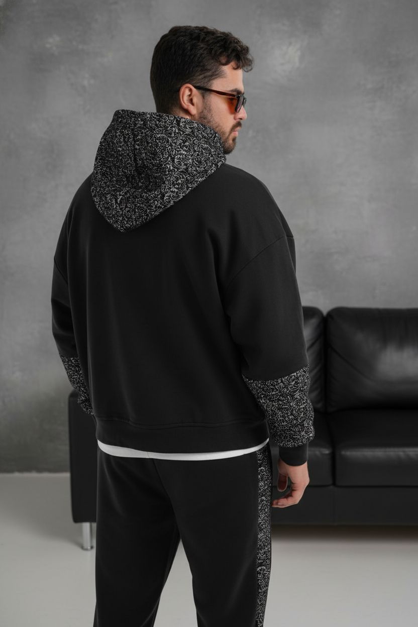 Ensemble survêtement oversize homme noir 6521