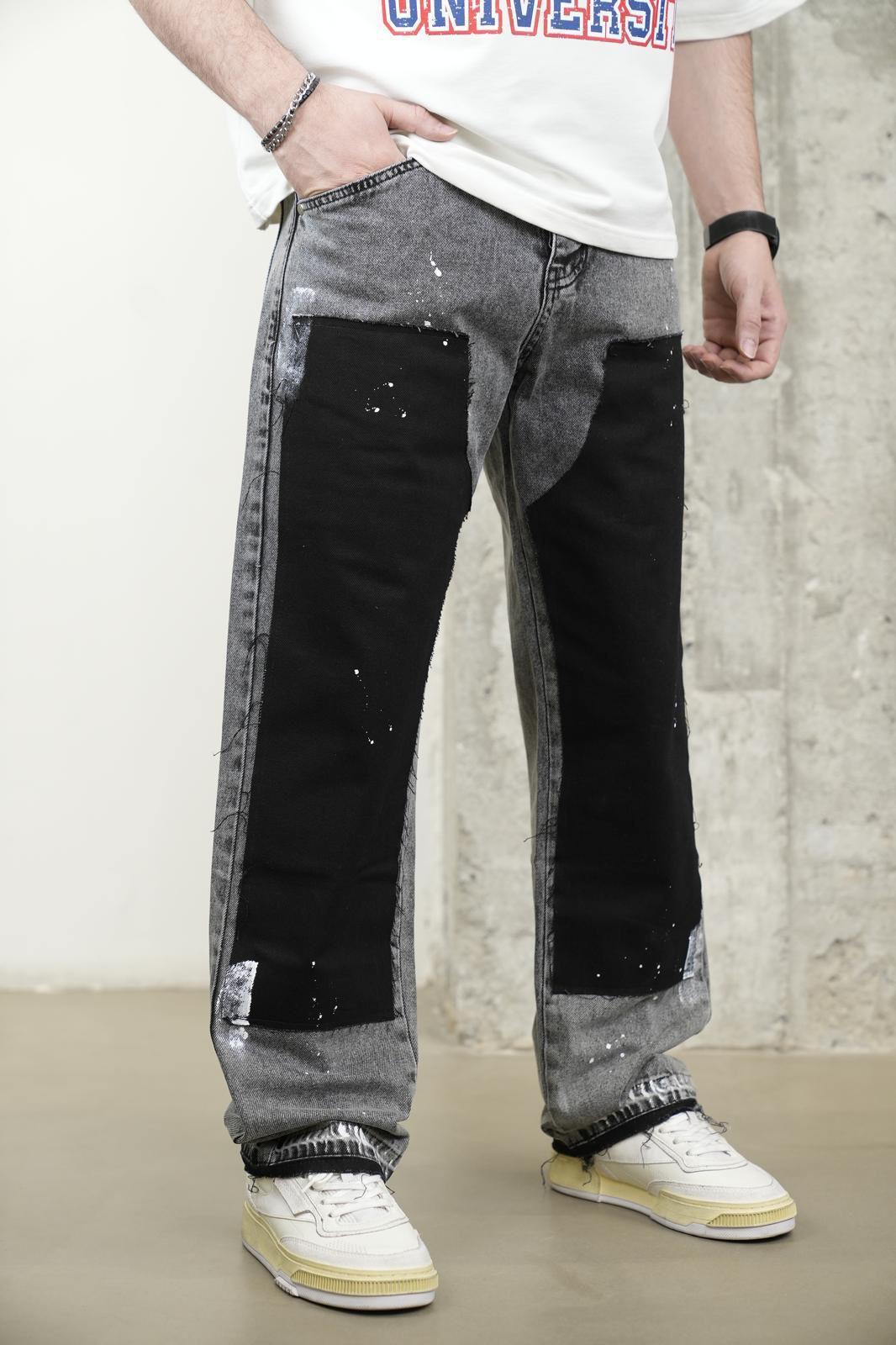 Jeans Large Bicolore Gris et Noir C1169 - ZG PREMIUM