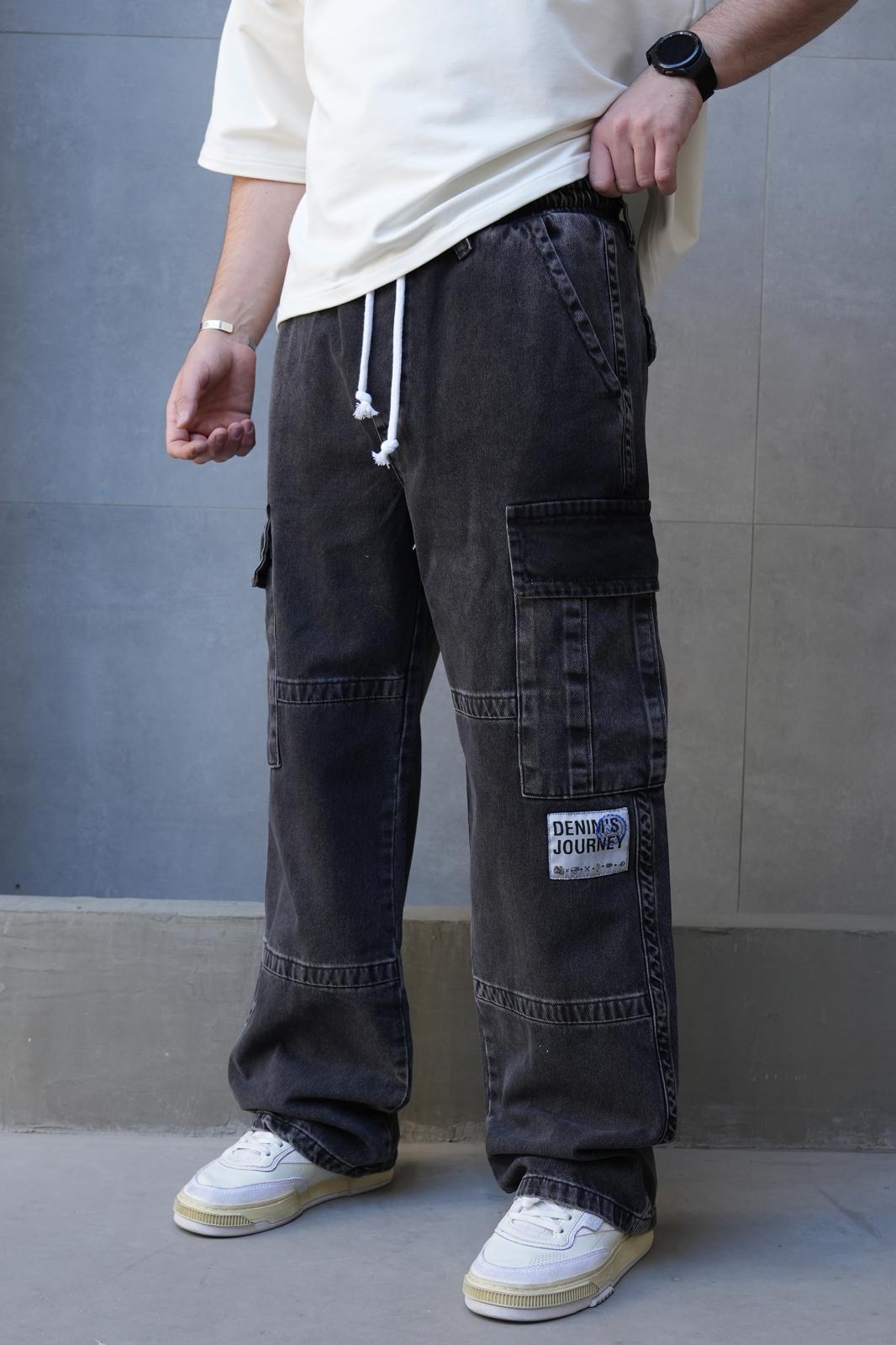 Jeans Cargo Large Noir "DENIM JOURNEY" C1283 - ZG PREMIUM