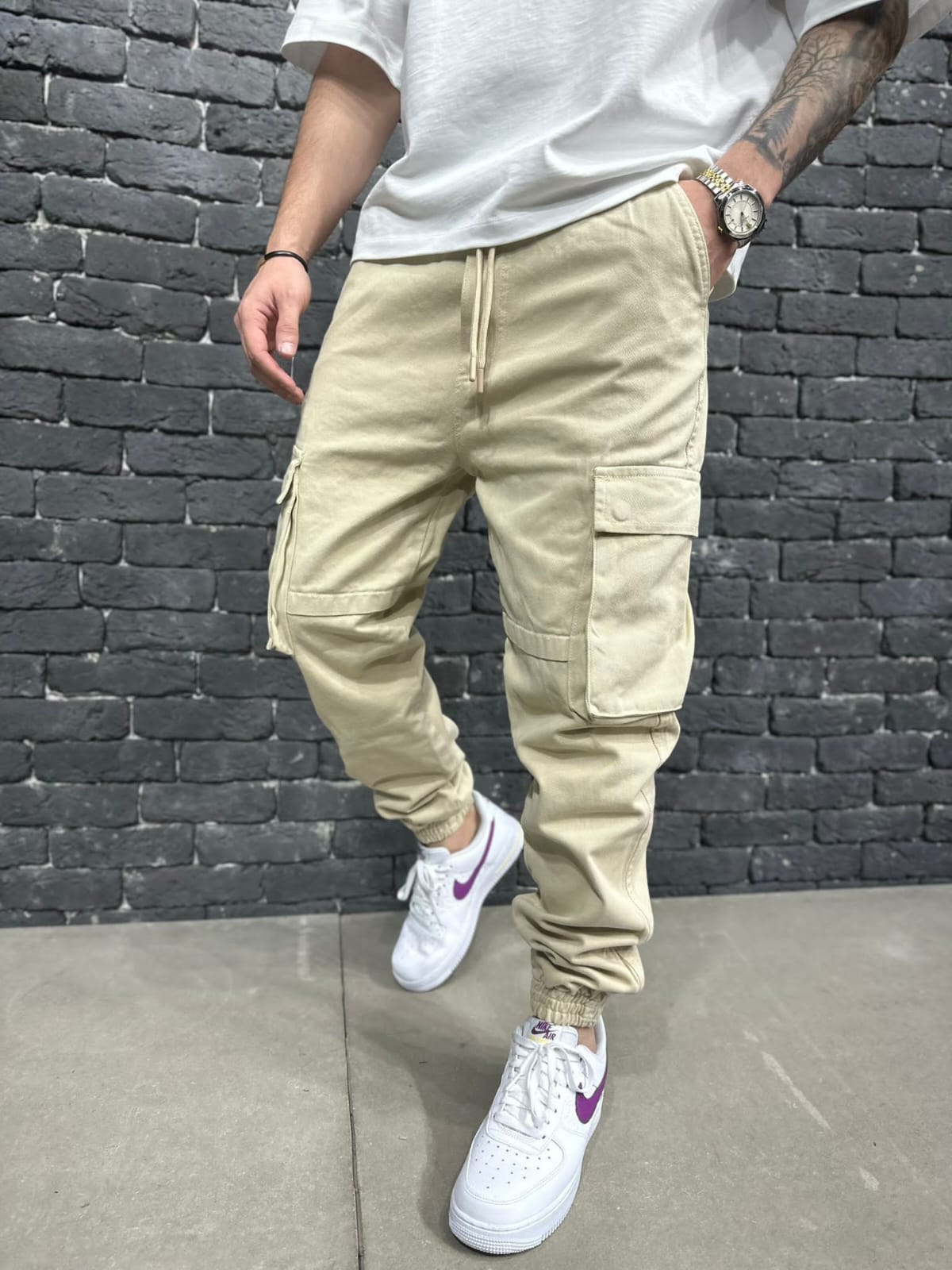 Pantalon Cargo Jogger beige 9000 - ZG PREMIUM