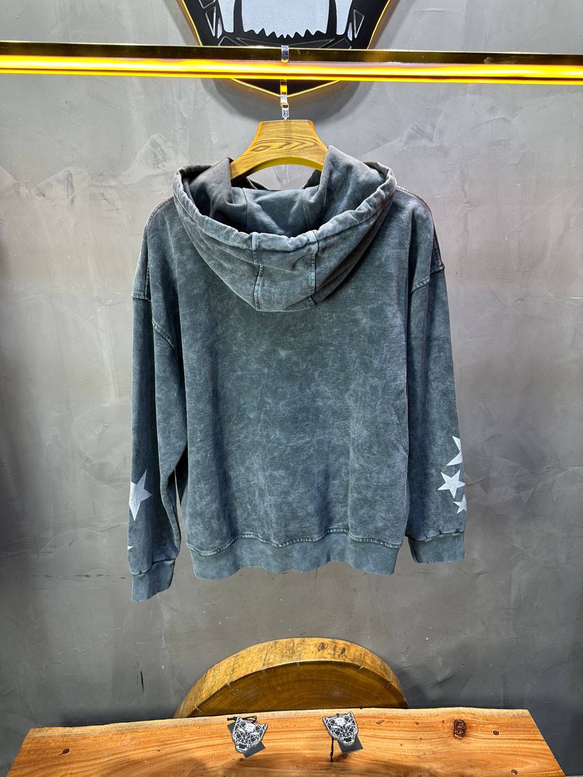 Sweat à Capuche Homme gris Effet Vintage avec Étoiles 25k70 - ZG PREMIUM
