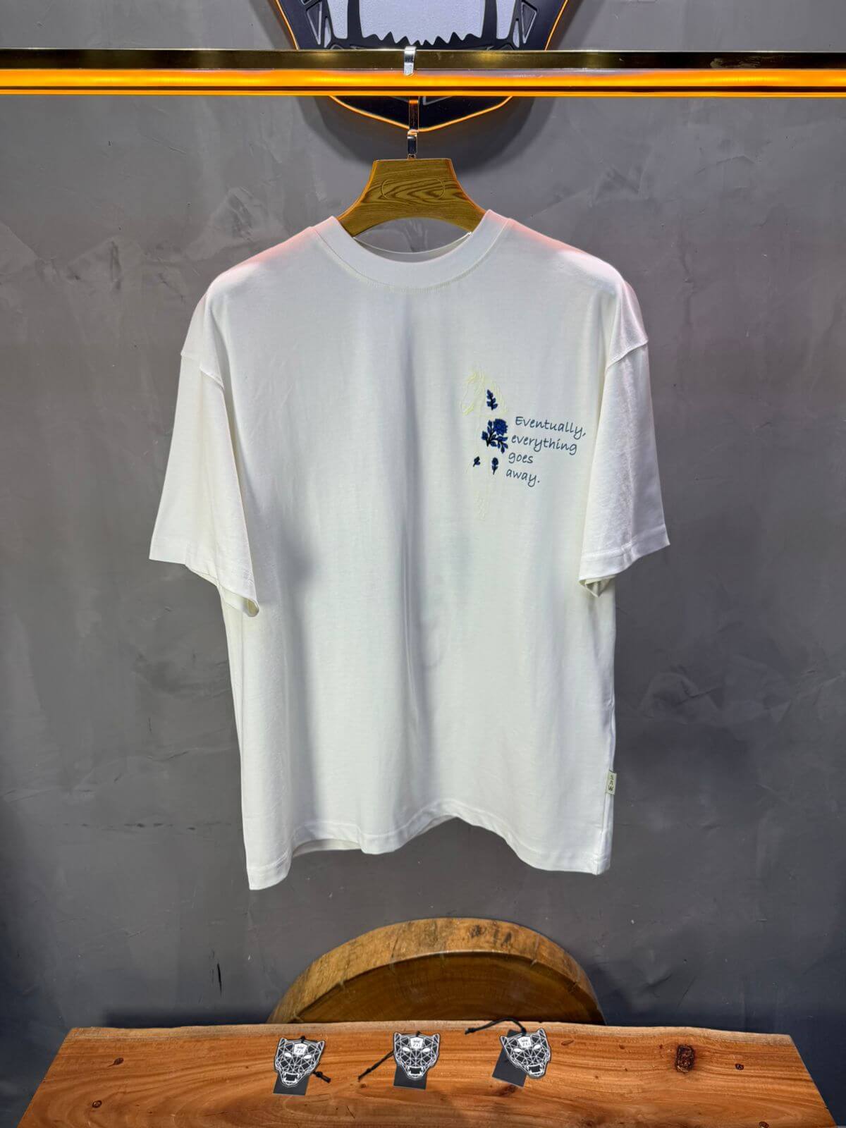 T-Shirt blanc Oversize Broderie Cheval 5054