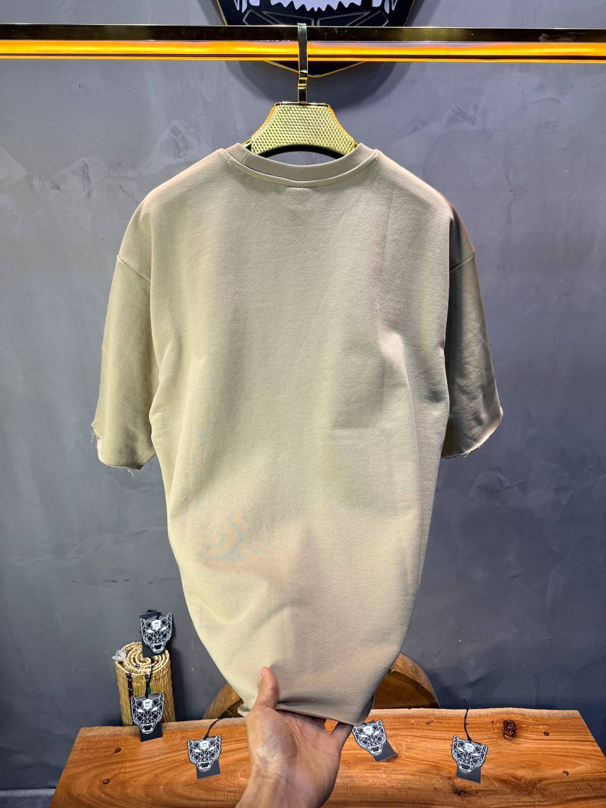 T-Shirt Oversize Olive Beige – Tissu Épais 42