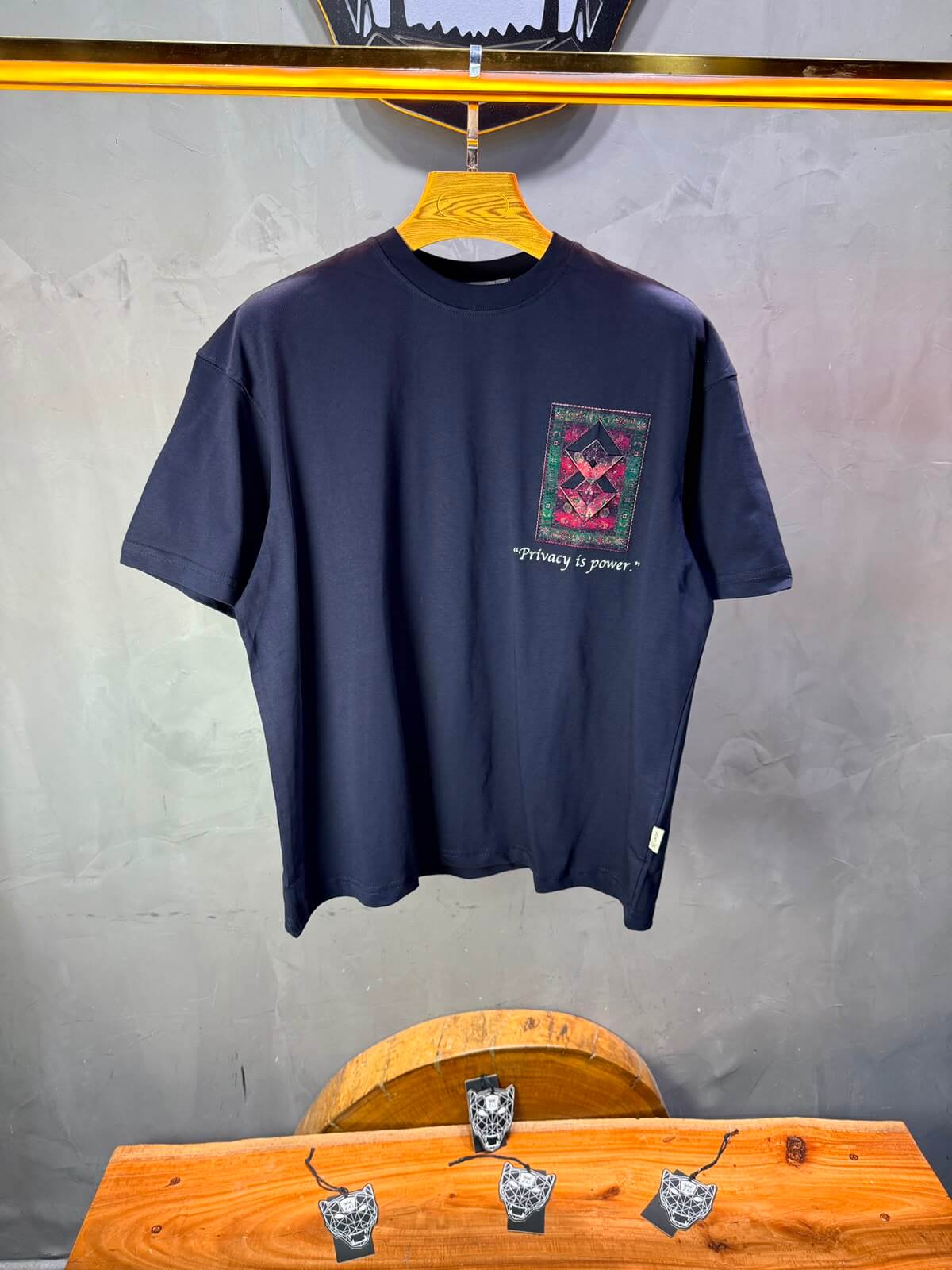 T-Shirt Oversize Privacy is Power — Navy Blue 5138