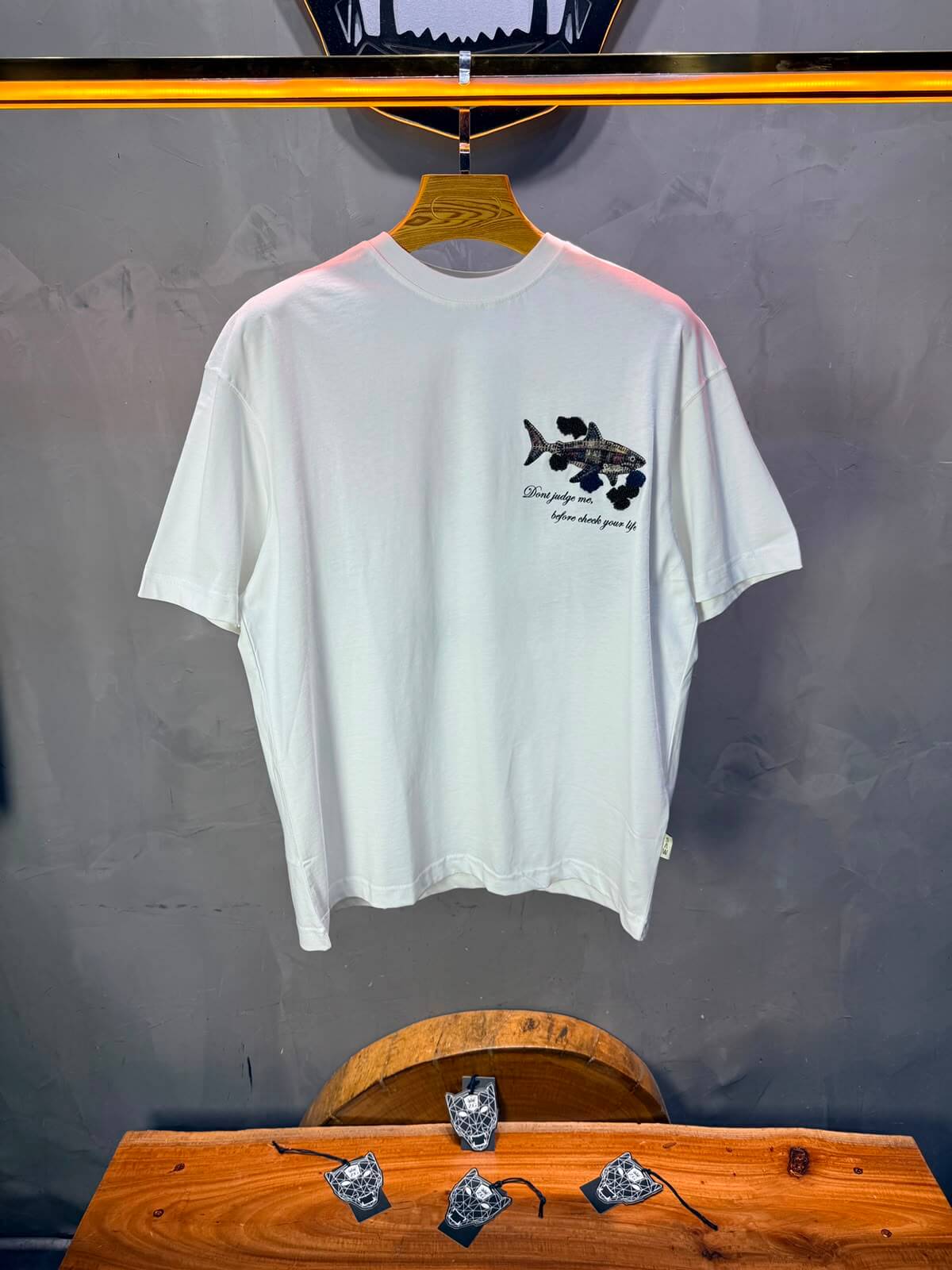 T-Shirt Oversize Don’t Judge Me — Blanc 5169