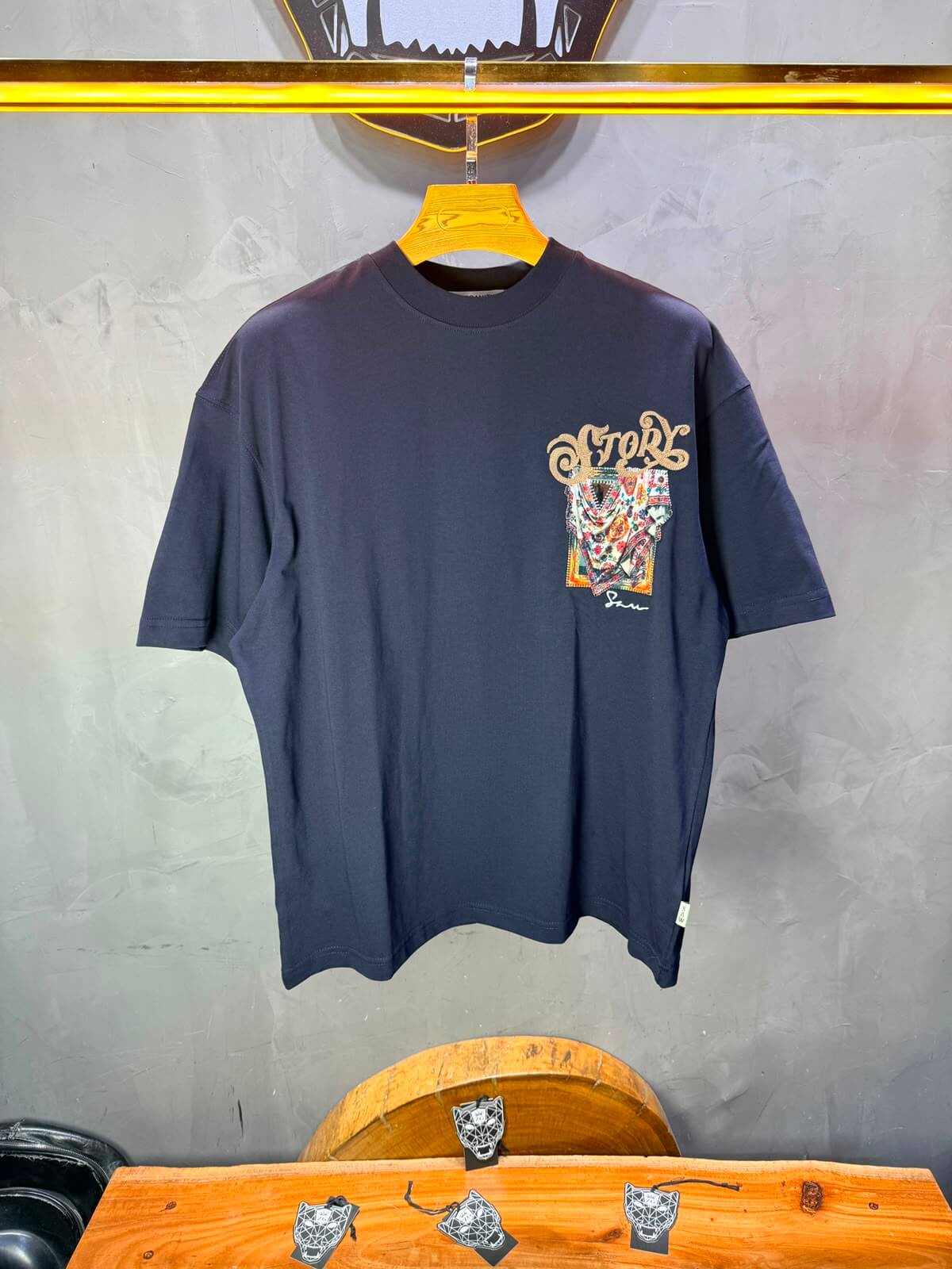 T-Shirt Story Foulard Brodé — Navy Blue 5182