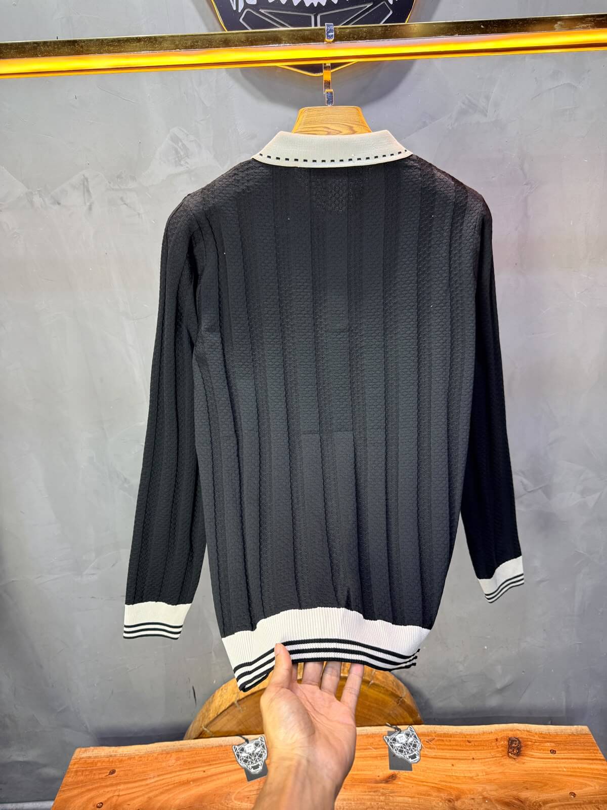 Pull homme à col polo Regular Noir 8005