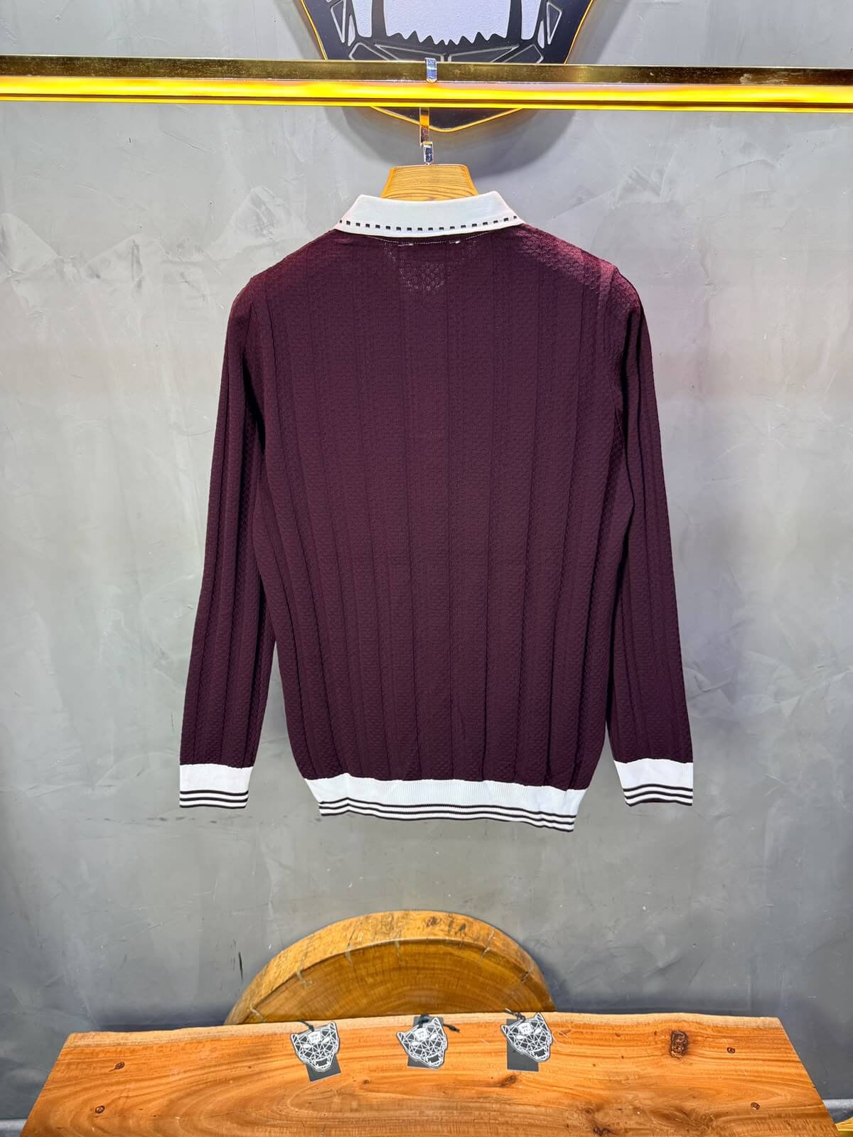 Pull homme à col polo Regular Bordeaux 8005