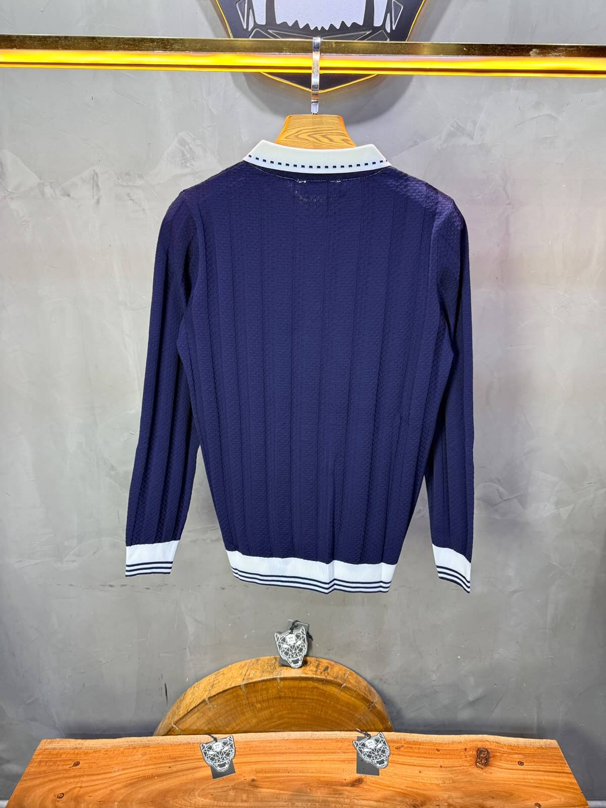 Pull homme à col polo Regular Bleu marine 8005
