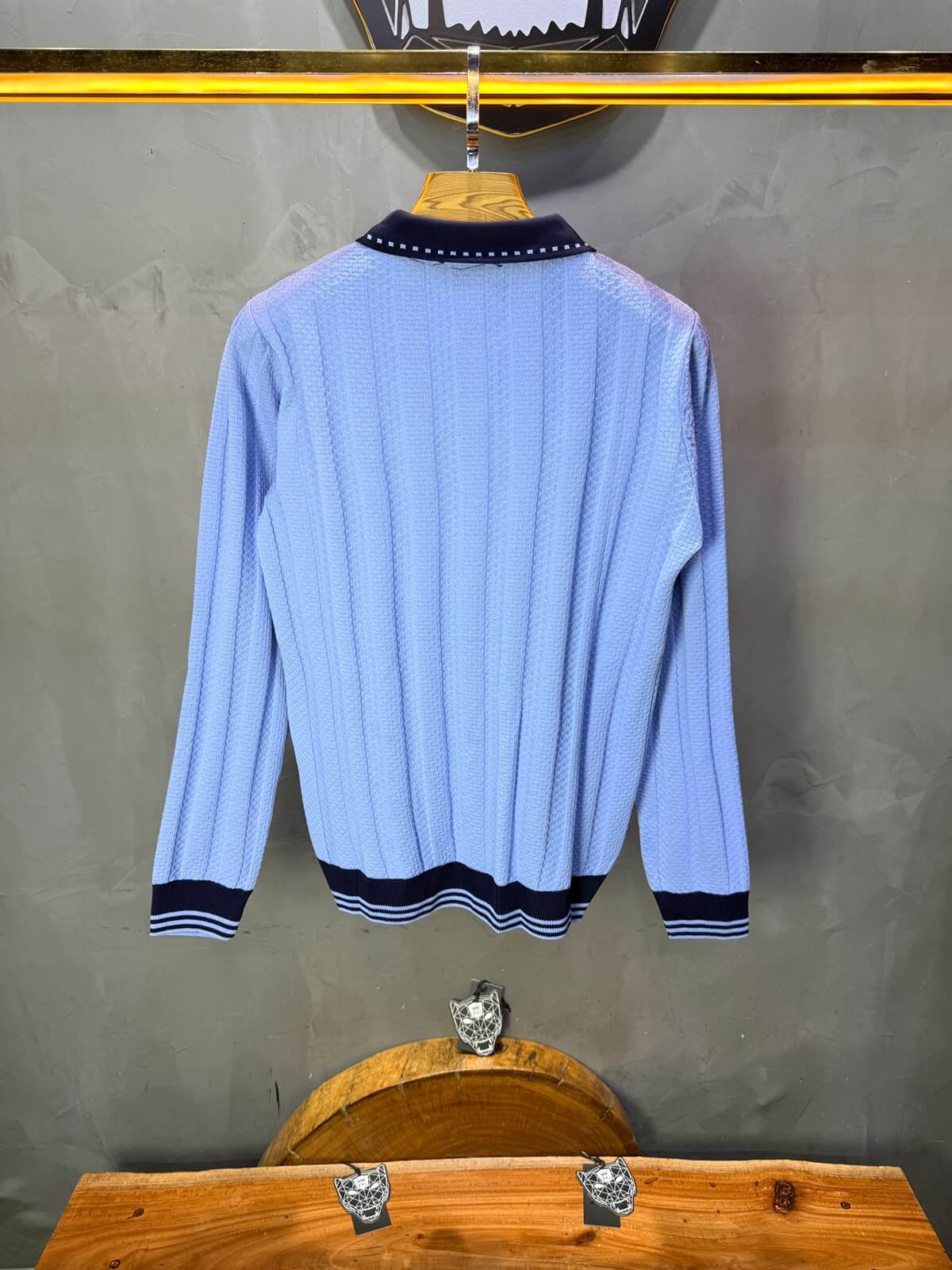 Pull homme à col polo Regular Bleu ciel 8005