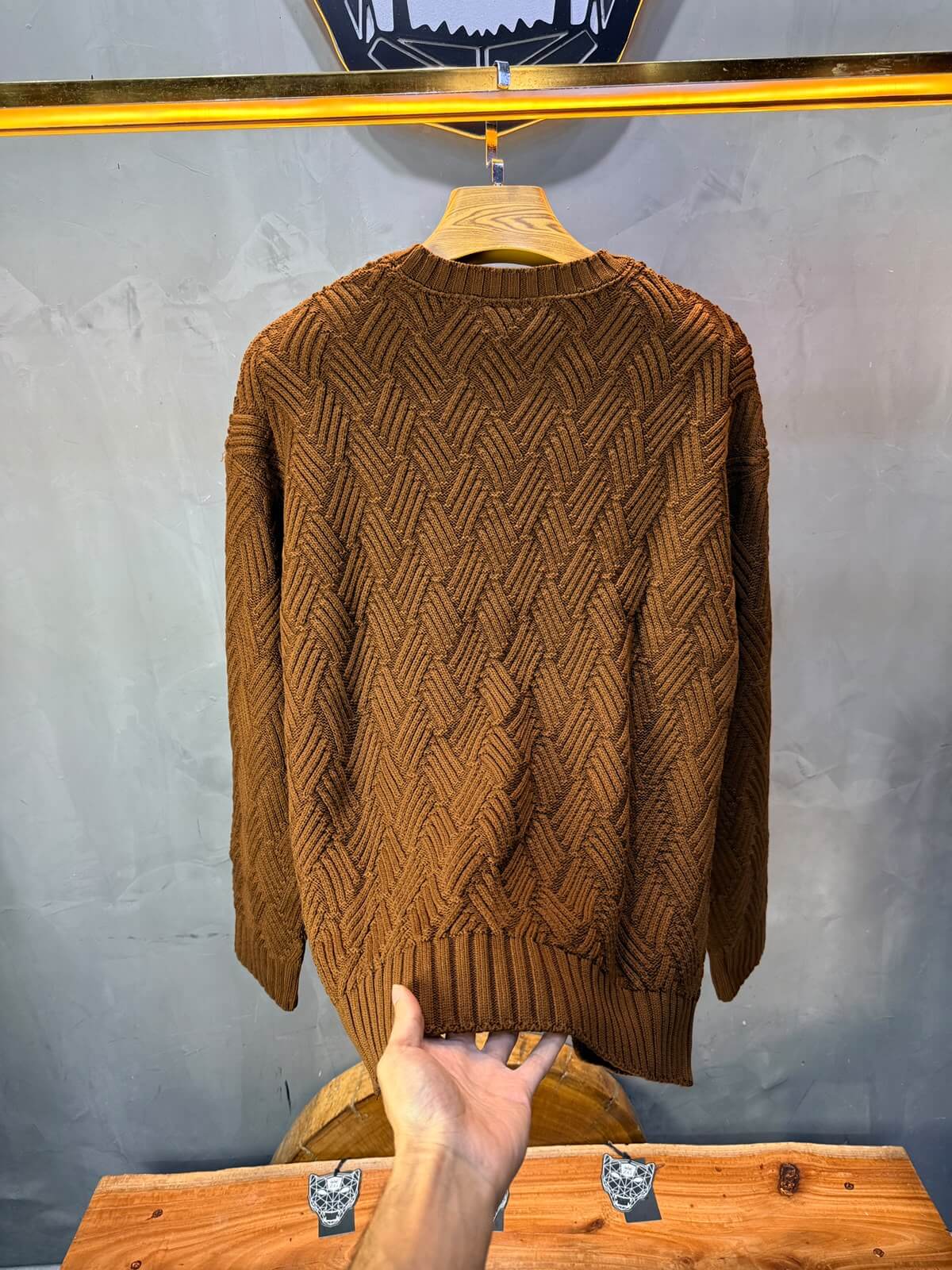 Pull tricot Marron Camel Oversize 9767