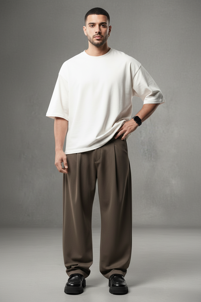 Pantalon Large Brown à Plis BGY1029