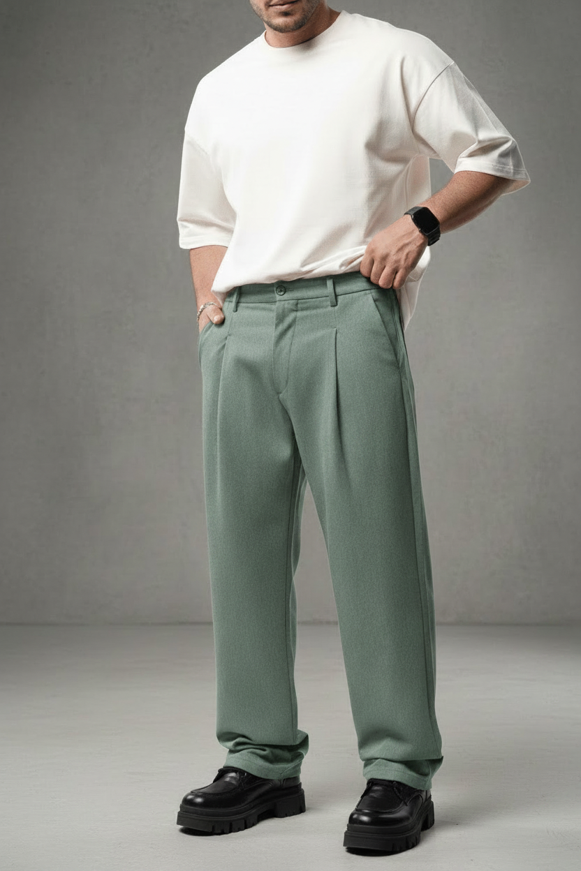 Pantalon Large Green à Plis BGY1029