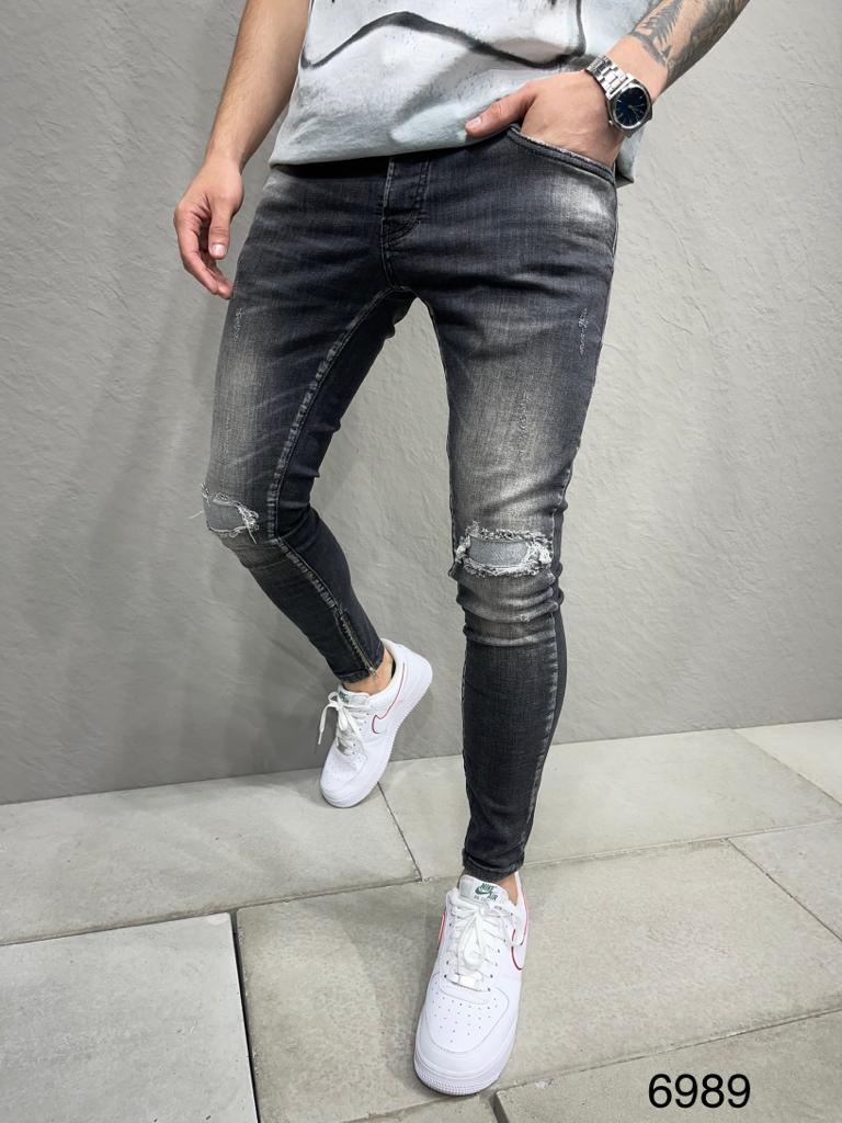 JEANS BLACK SLIM B6989