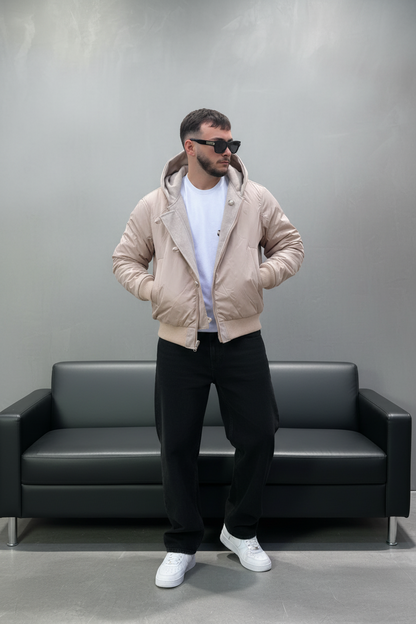 Bomber Beige à Capuche double face