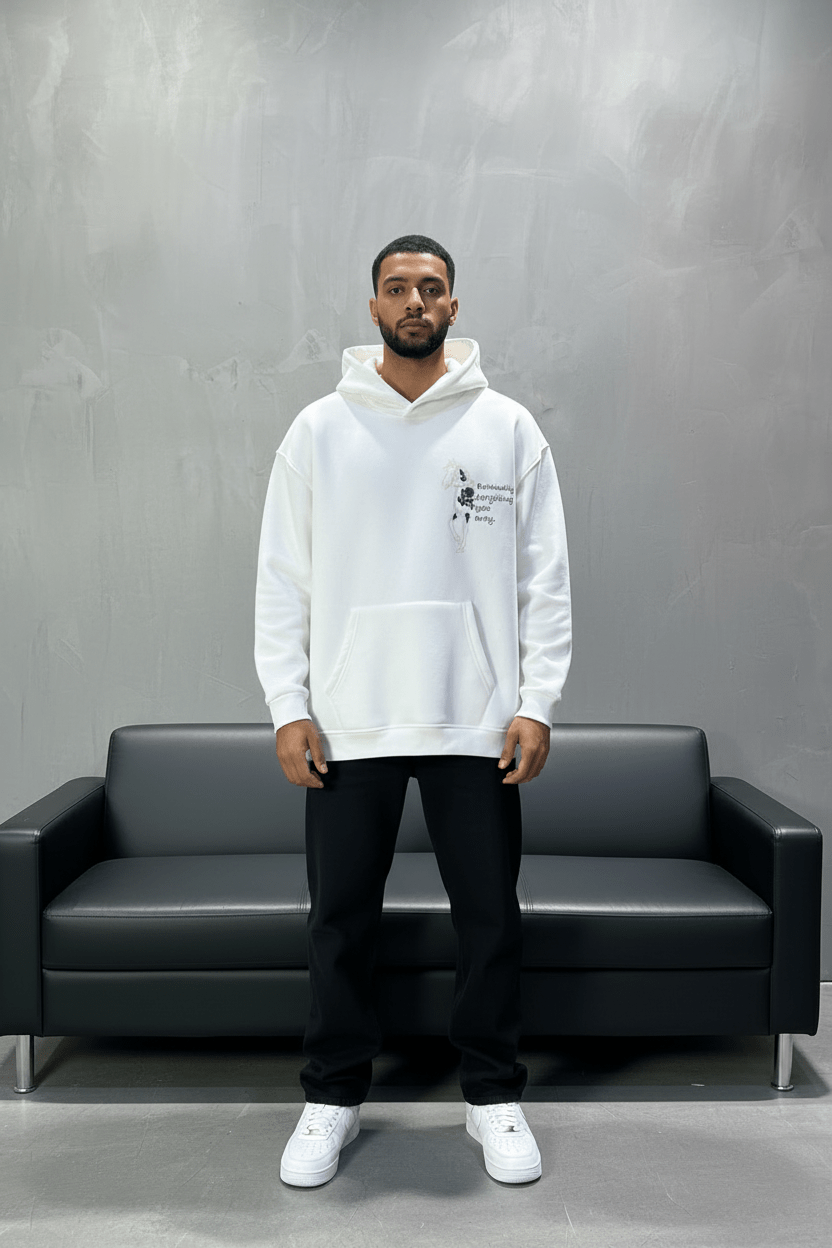 Hoodie Blanc Cheval Oversize 4957 - ZG PREMIUM