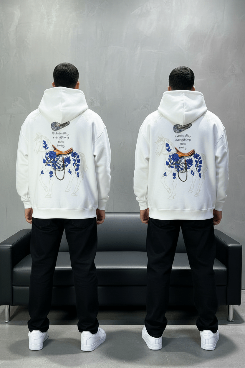 Hoodie Blanc Cheval Oversize 4957 - ZG PREMIUM
