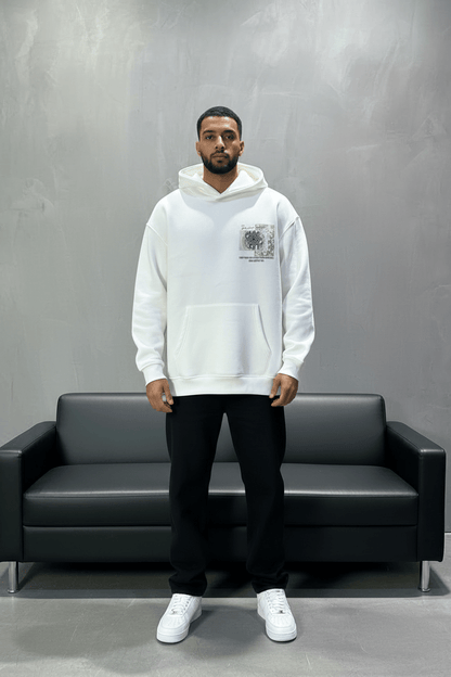 Hoodie Blanc Design Artistique Bleu Oversize 5012 - ZG PREMIUM