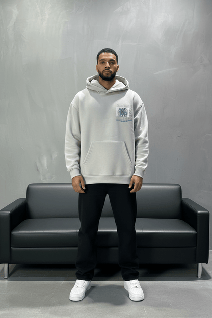 Hoodie beige Design Artistique Bleu Oversize 5012 - ZG PREMIUM