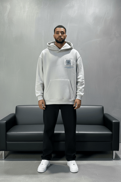 Hoodie beige Design Artistique Bleu Oversize 5012 - ZG PREMIUM