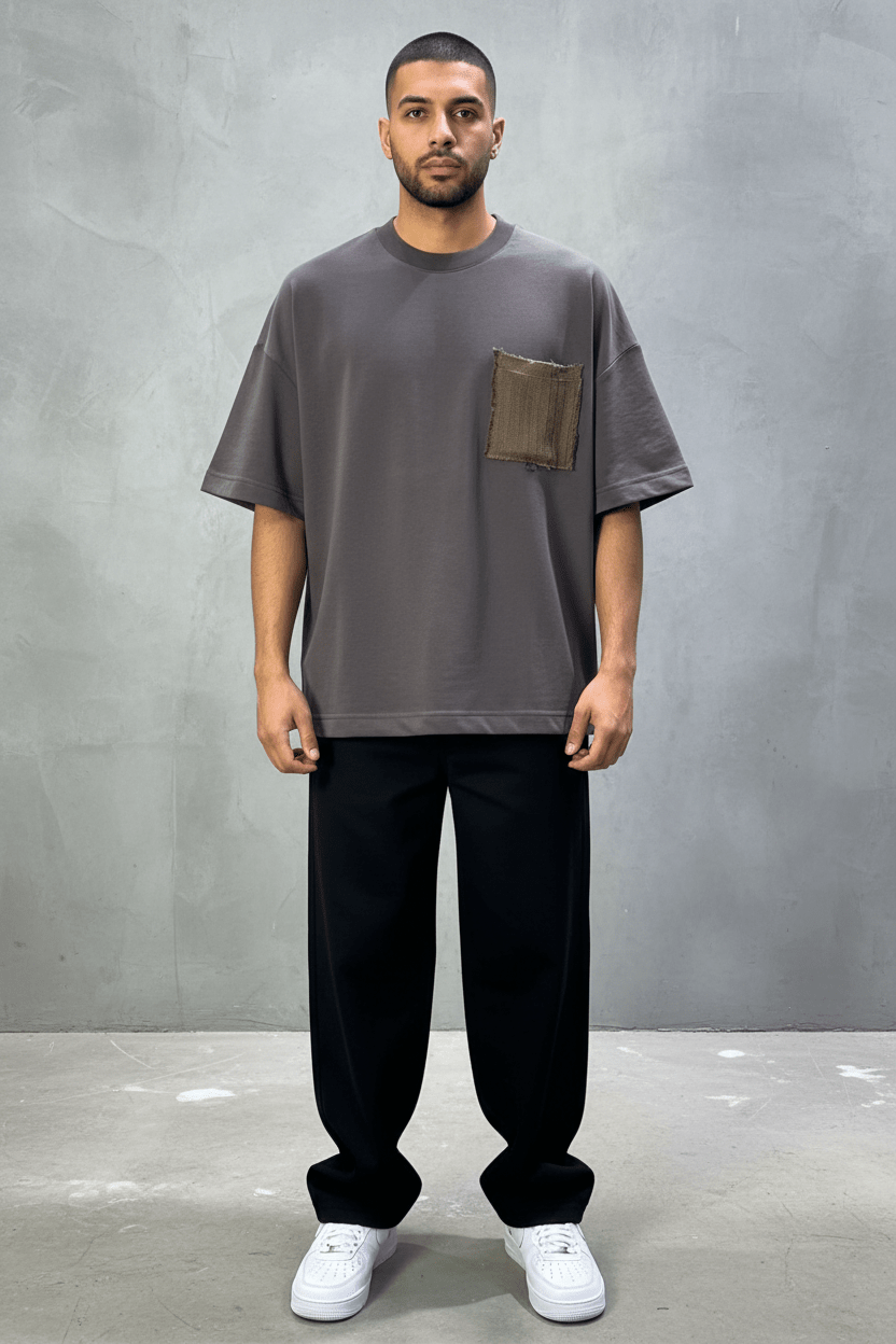 T-Shirt Oversize brown – Poche Denim AJ6368 - ZG PREMIUM