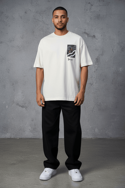 T-Shirt beige Oversize "Flying Eagle" – Broderie Artistique 5077 - ZG PREMIUM