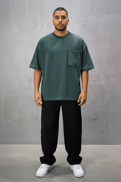 T-Shirt Oversize vert – Poche Denim AJ6368 - ZG PREMIUM