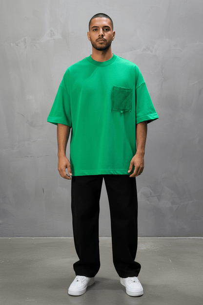 T-Shirt Oversize vert – Poche Denim AJ6368 - ZG PREMIUM