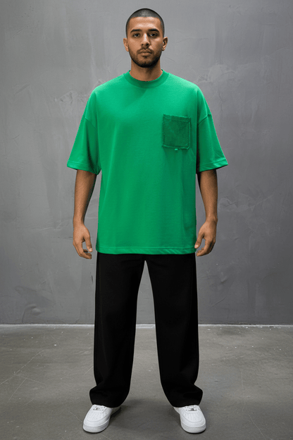 T-Shirt Oversize vert – Poche Denim AJ6368 - ZG PREMIUM