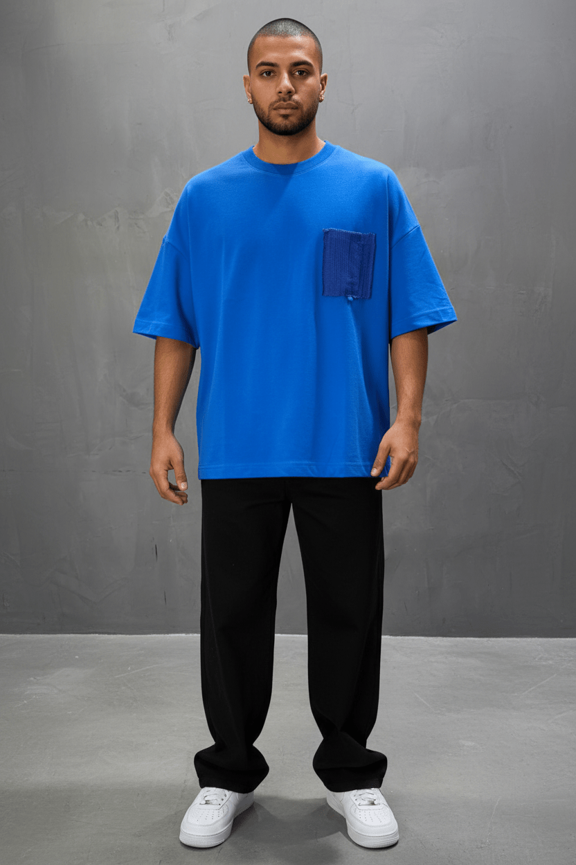 T-Shirt Oversize blue – Poche Denim AJ6368 - ZG PREMIUM